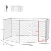 PawHut Outdoor Dog Run 13.4 x 11.5 ft with Lockable Door for Medium Large Dogs Silver