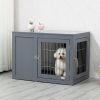 PawHut 33 Furniture Style Indoor Dog Cage Crate End Table Pet Kennel with Double Doors & Locks Gray for Small and Medium Dogs